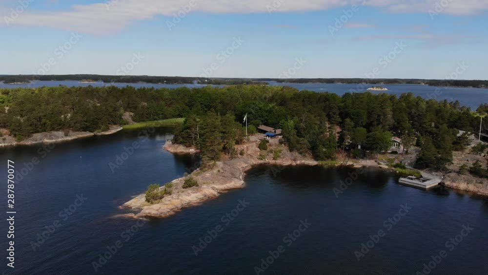 Drone shot moving backwards in the archipelago Drone shot moving backwards in the archipelago