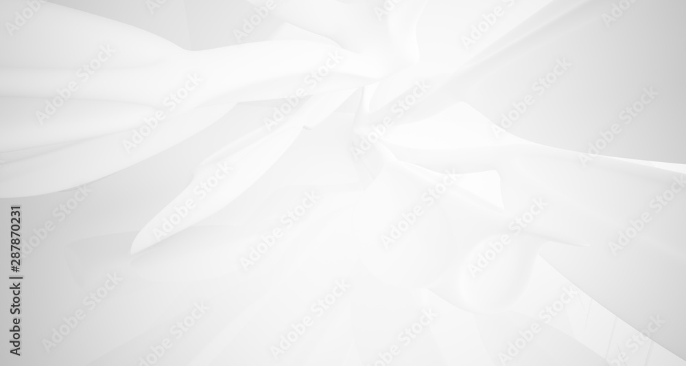 Fototapeta premium White smooth abstract architectural background. 3D illustration and rendering