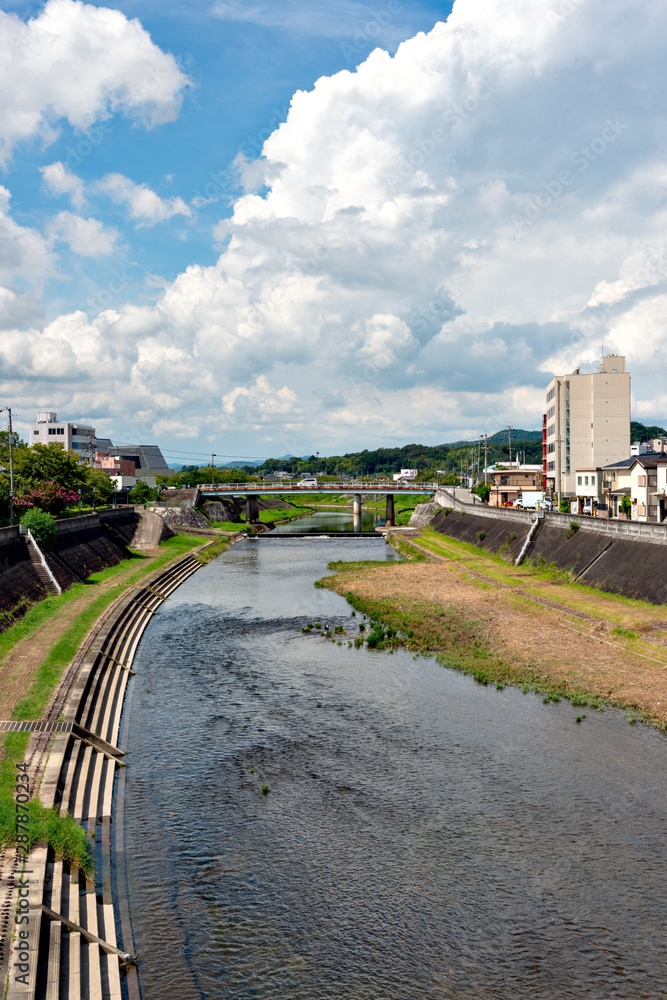 Muko river across Sanda city in Hyogo, Japan