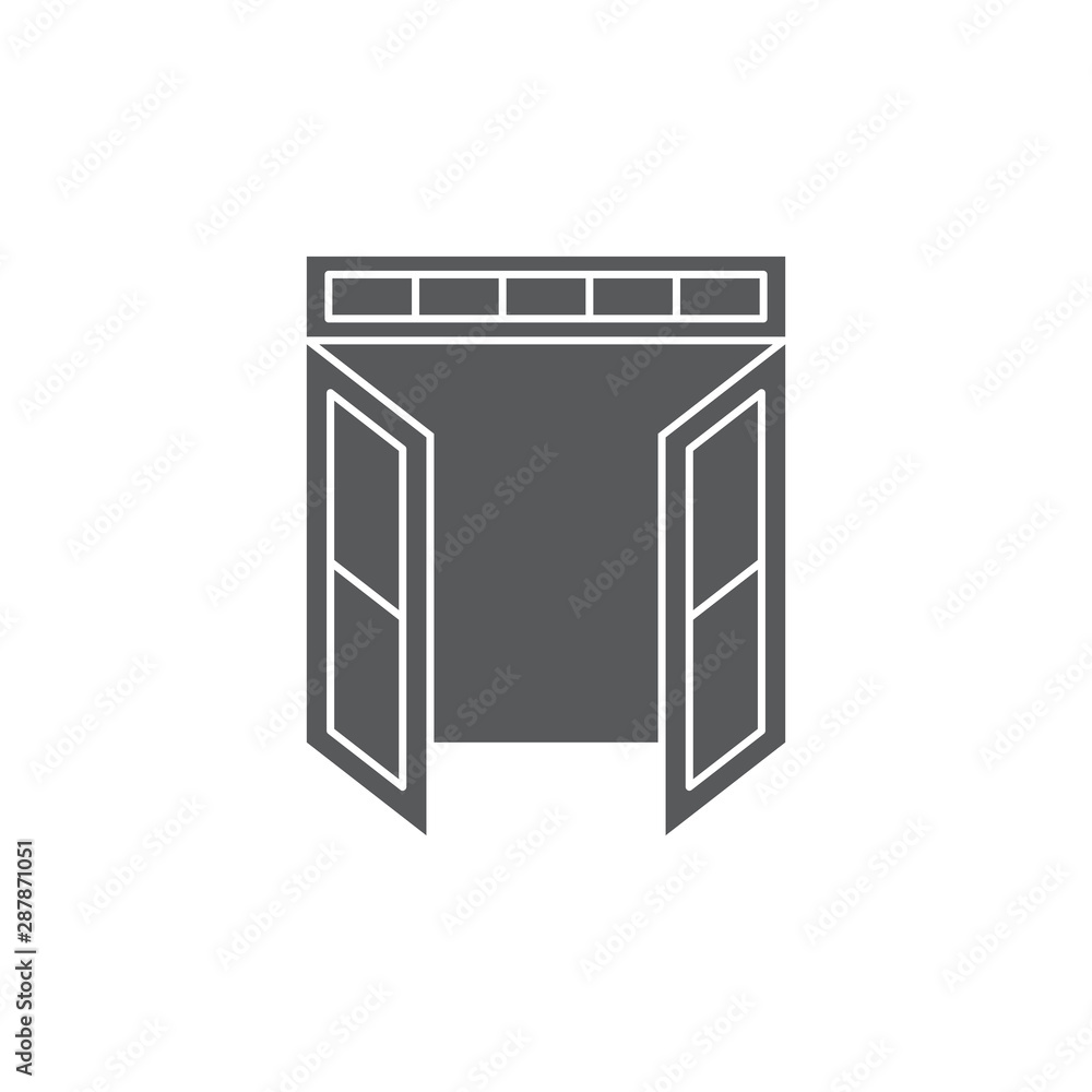 Open double door vector icon symbol isolated on white background Open double door vector icon symbol isolated on white background