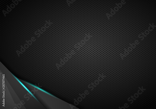 Black metallic background triangle and corner element overlap layer and dark space for text design