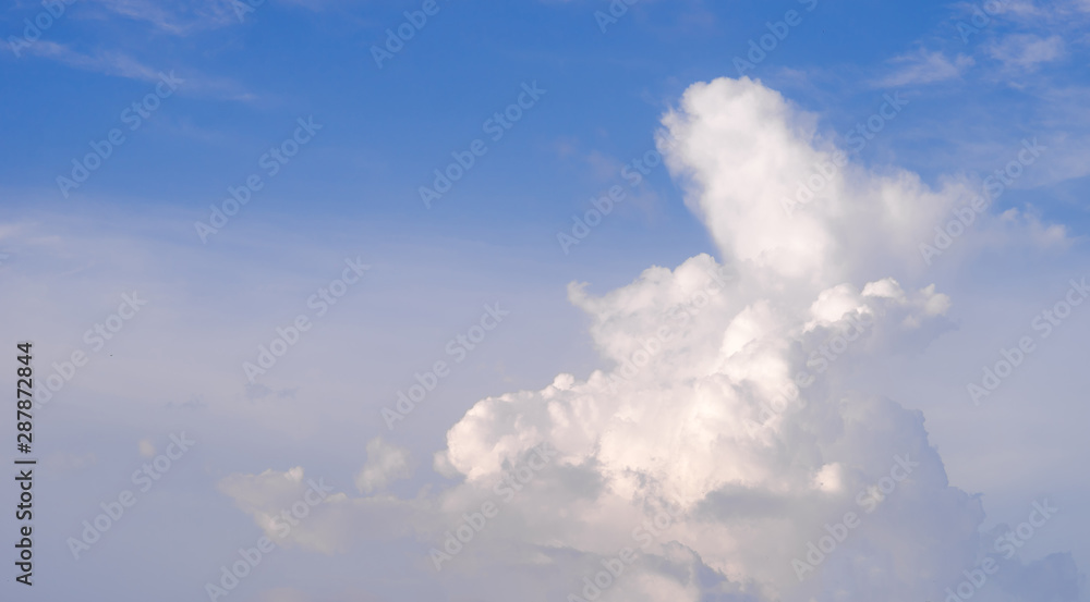 Blue sky with beautiful white clouds for wallpaper