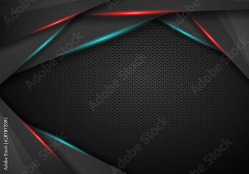 Carbon metallic texture. Vector graphic template design. Technology background with metallic banner.