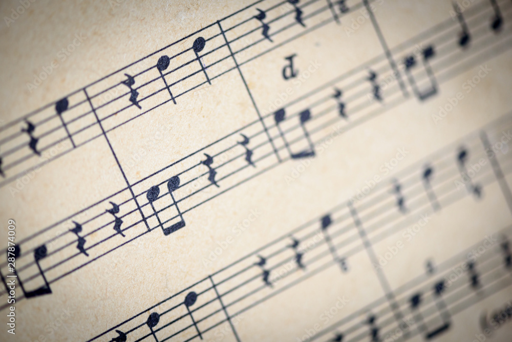 Fototapeta premium Aged Sepia Music Sheet Music on Paper