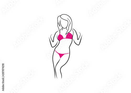 Silhouette of vector logo of beautiful sexy woman posing nude