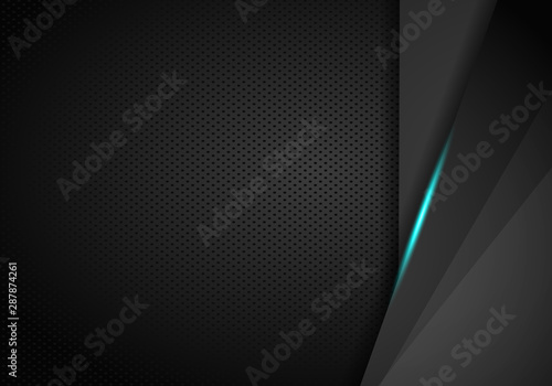Abstract modern Blue black carbon fiber textured material design for background, wallpaper. Black Metal perforated background.