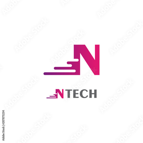 Free Download Purple N Letter Technology Logo Template. Vector. Icon - GFXLoad