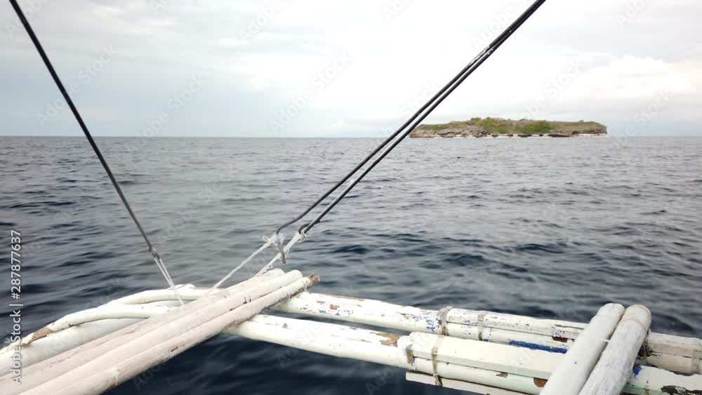 Passenger view on travel boat heading to island