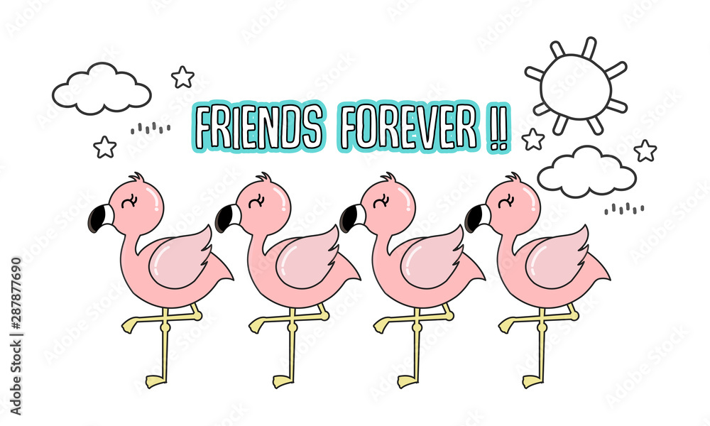Φωτογραφία Cute pink flamingo with her friends.