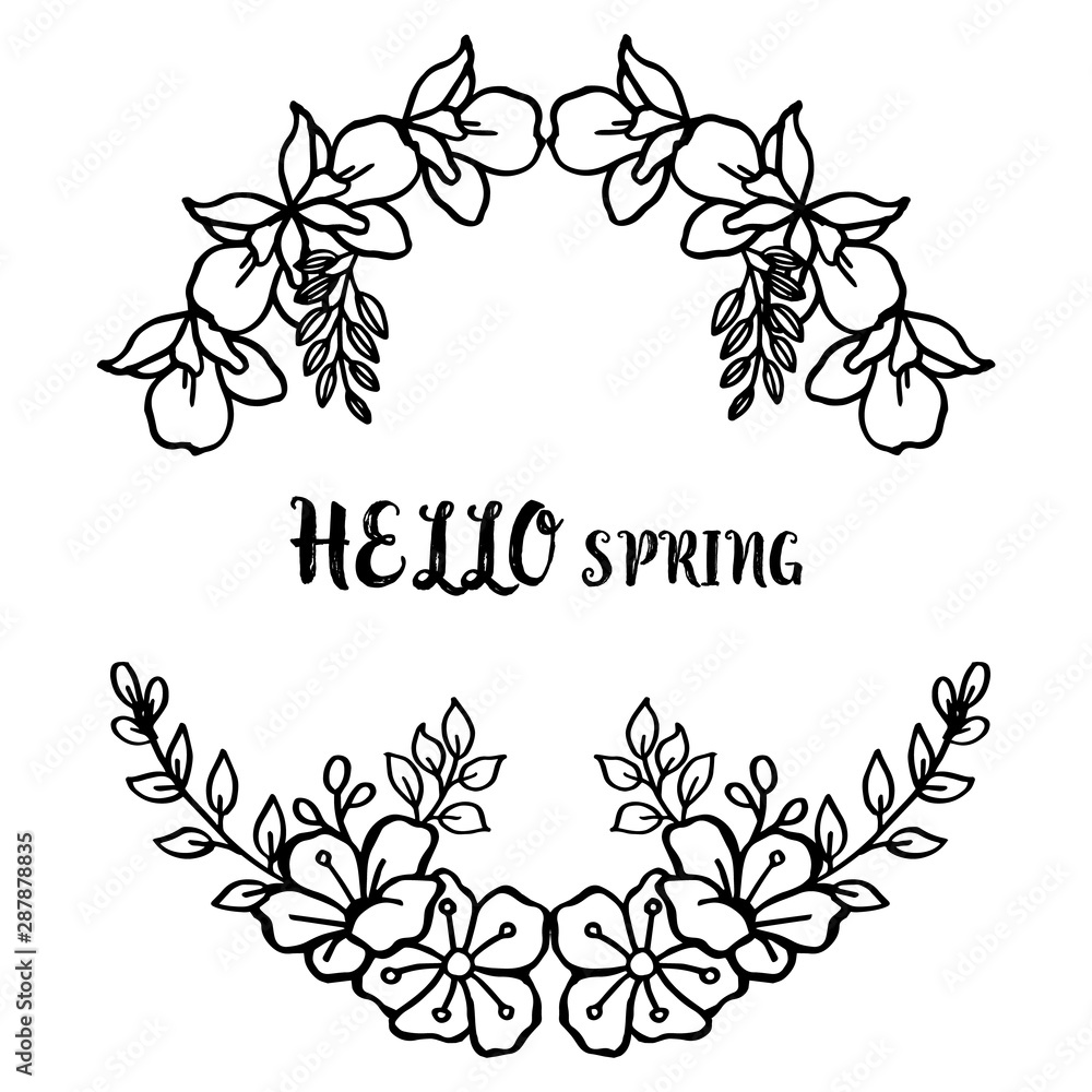 Various elegant leaf flower frame silhouette for card design of hello spring. Vector