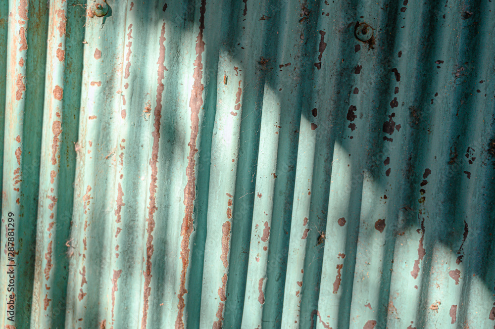 Old zinc wall with row pattern. Old zinc wall with row pattern.