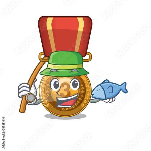 Fishing bronze medal with the cartoon shape