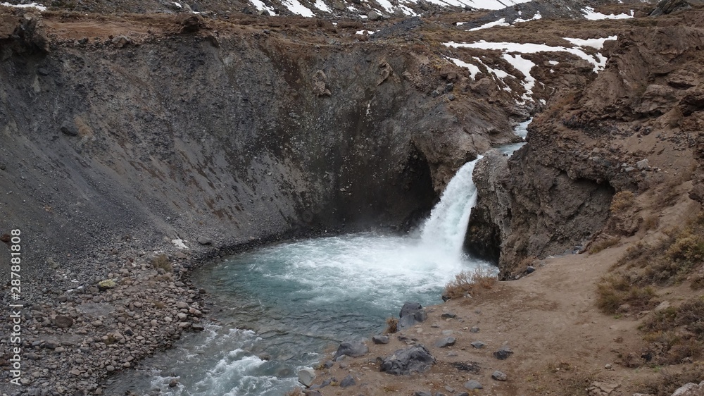 El Yeso waterfall, in the Cajon del Maipo, Chile El Yeso waterfall, in the Cajon del Maipo, Chile