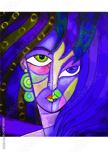 Rostro en azul