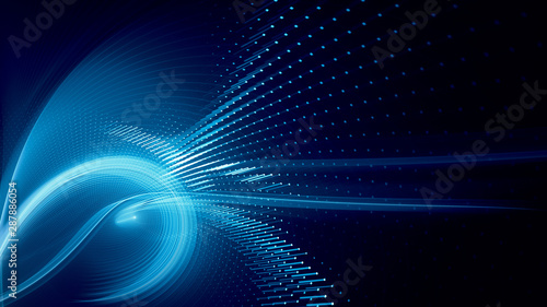 Abstract background element. Fractal graphics series. Three-dimensional composition of dynamic curves and mosaic halftone effects. Wide format high resolution image. 3d illustration.