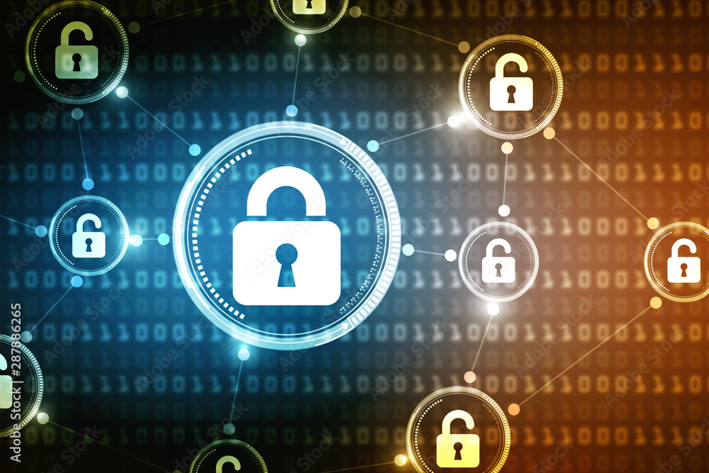 2d illustration Safety concept: Closed Padlock on digital background 2d illustration Safety concept: Closed Padlock on digital background