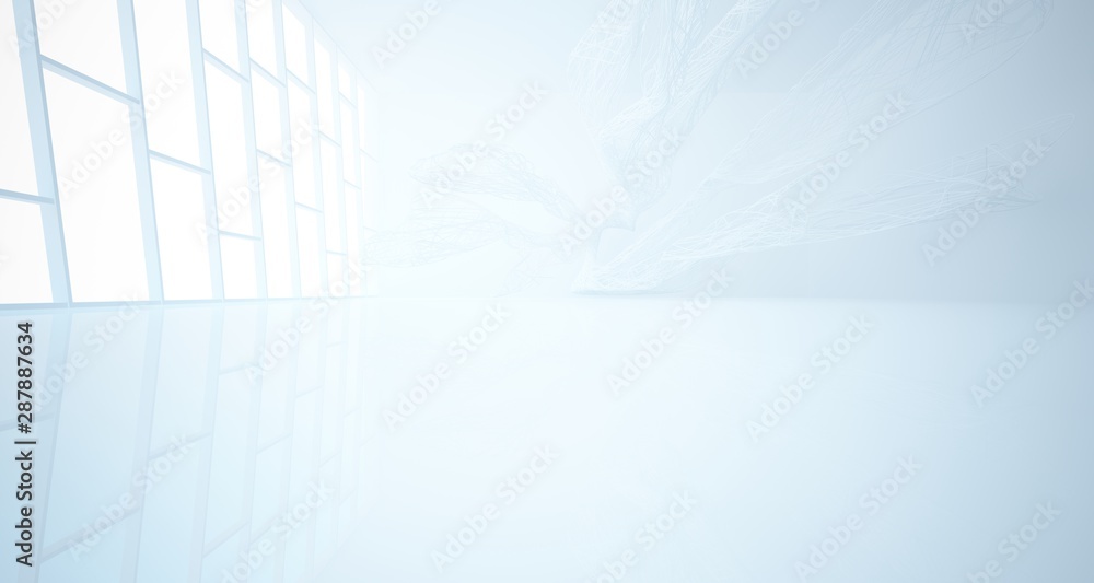 White smooth architectural interior of chaotic lines. 3D illustration and rendering White smooth architectural interior of chaotic lines. 3D illustration and rendering