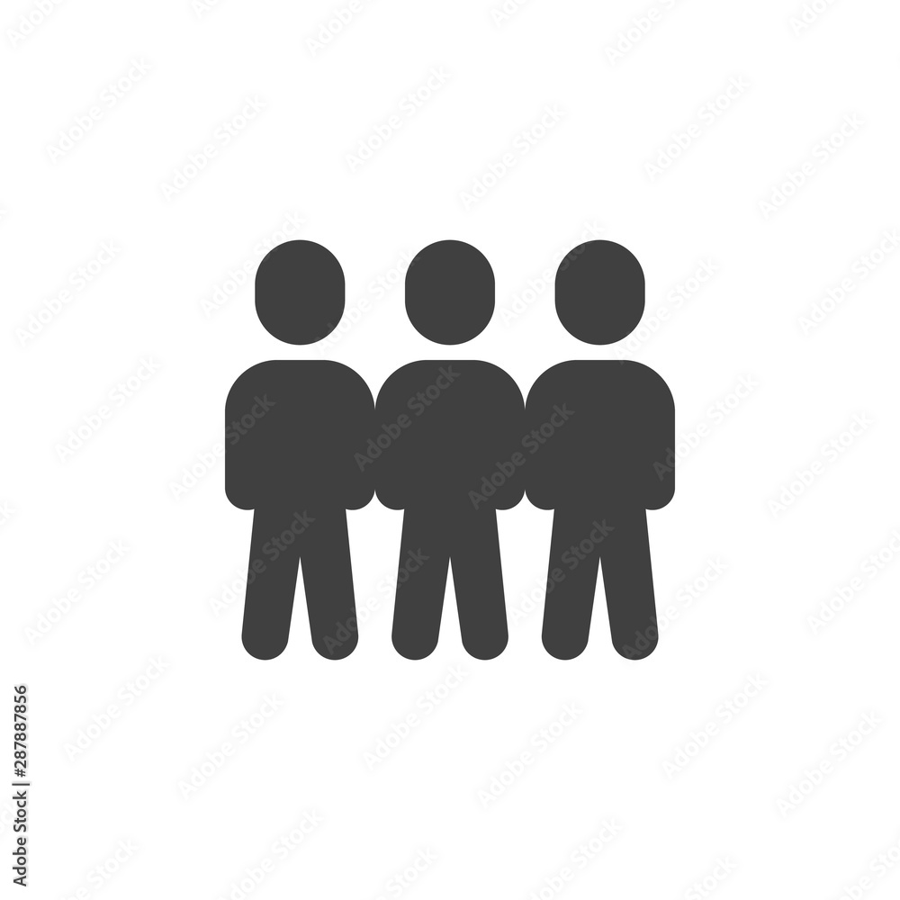 Crowd of people vector icon. Teamwork group filled flat sign for mobile concept and web design. Three people stand glyph icon. Symbol, logo illustration. Vector graphics