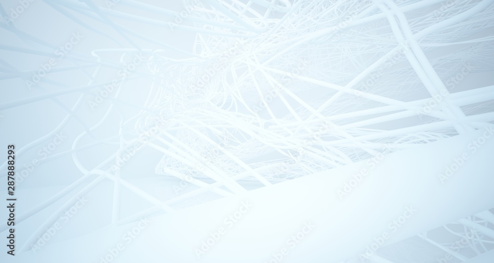 White smooth architectural interior of chaotic lines. 3D illustration and rendering White smooth architectural interior of chaotic lines. 3D illustration and rendering