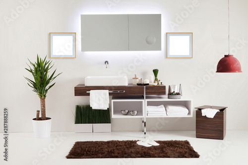 white wall clean bathroom style and interior decorative design for home  hotel and office