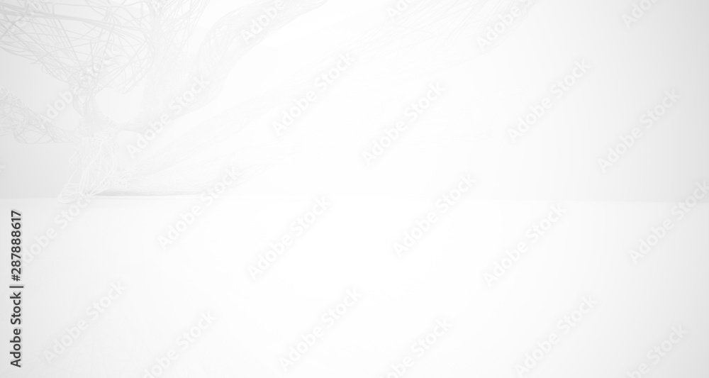 White smooth architectural interior of chaotic lines. 3D illustration and rendering White smooth architectural interior of chaotic lines. 3D illustration and rendering