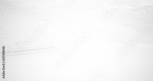 White smooth architectural interior of chaotic lines. 3D illustration and rendering