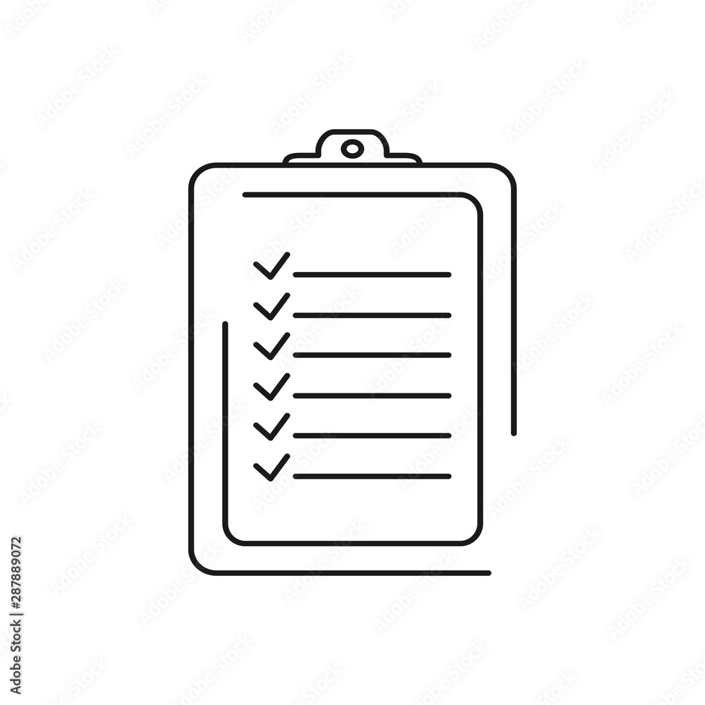 checklist document clipboard vector black linear flat style icon checklist document clipboard vector black linear flat style icon