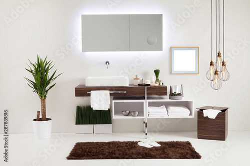 white wall clean bathroom style and interior decorative design for home  hotel and office