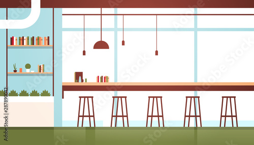 modern cafe interior empty no people restaurant cafeteria design flat horizontal