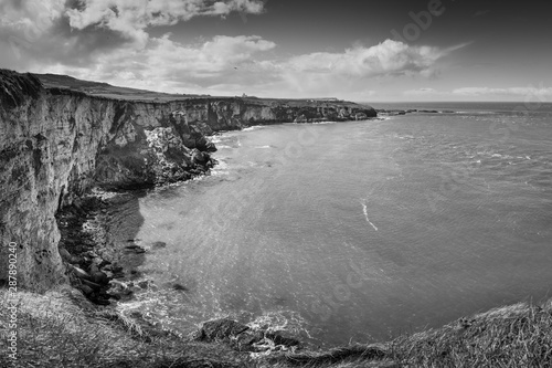 Dramatic destination- Ireland wild coast.Artistic black and white moody image with no people