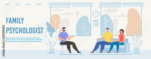Family Psychologist Flat Vector Webpage Template