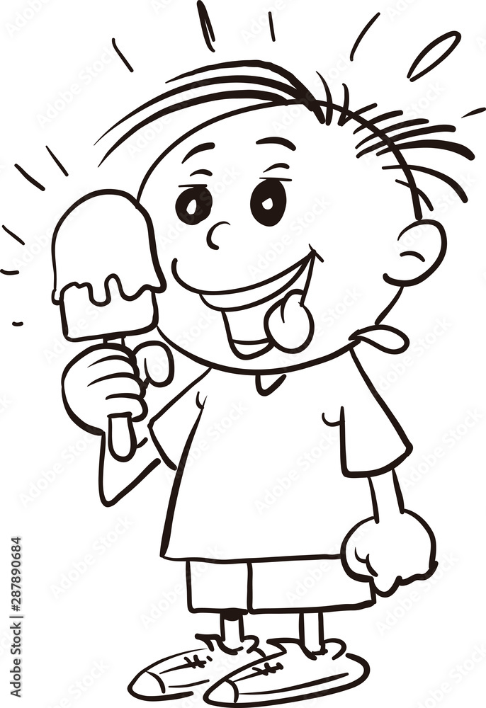 Boy licking ice cream Boy licking ice cream
