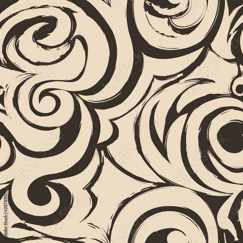 brown seamless pattern of spirals and curls.
