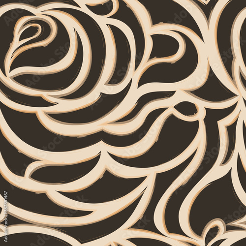 Vector brown flowing and seamless background.ornament for fabric or wrapping paper