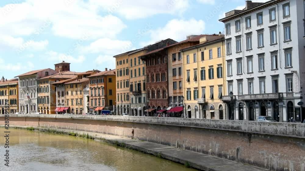 Road with cars along the water channel that crosses the city and Tuscany in Italy - Real Time in 4K Road with cars along the water channel that crosses the city and Tuscany in Italy - Real Time in 4K