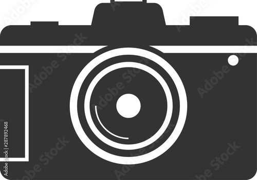 simple flat black and white dslr camera icon vector illustration