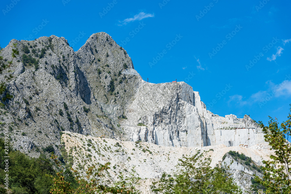 White Carrara marble quarry in the Apuan Alps (Alpi Apuane). Tuscany, Italy, Europe