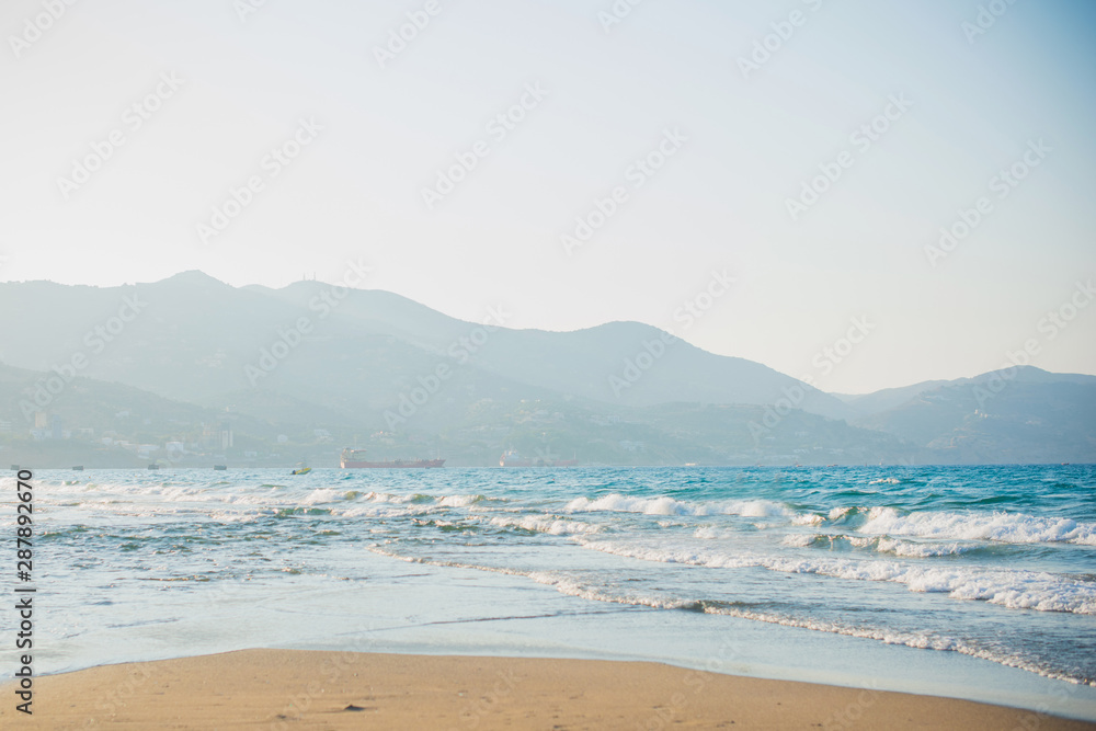View on a sea, sunset on a beach, Vacation in Greece View on a sea, sunset on a beach, Vacation in Greece