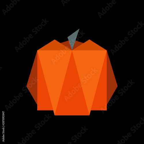 Pumpkin icon geometric vector, pumpkin sign on black background