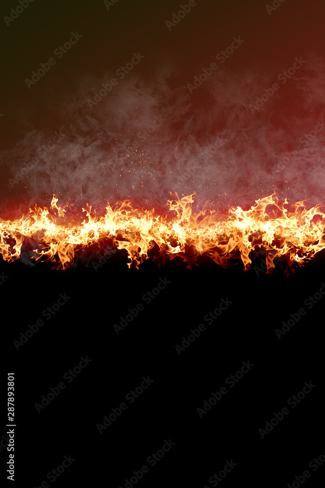 3D rendering flame of fire abstract shape on black background