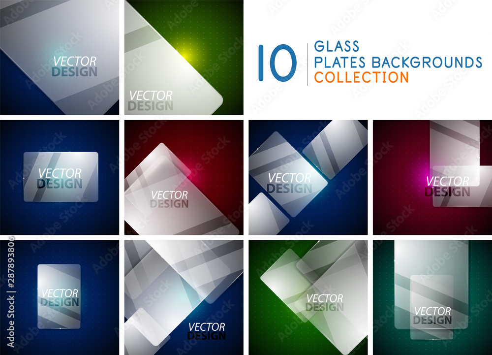 Transparent glass plate frame border background set Transparent glass plate frame border background set