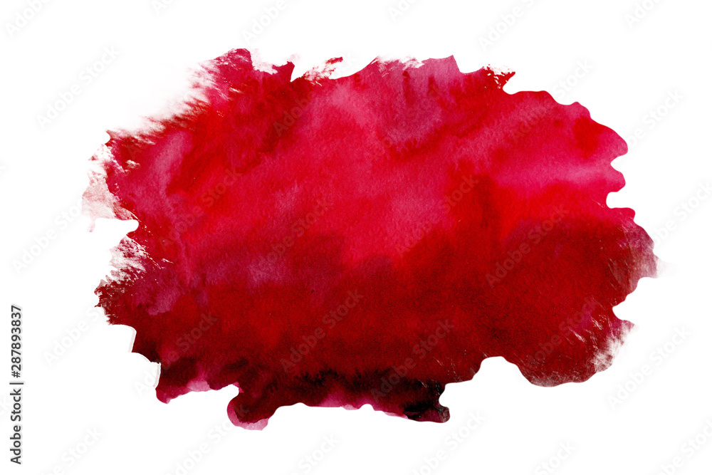 Abstract watercolor red textured background on a white isolated background