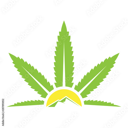 Cannabis sun farming logo icon illustration vector