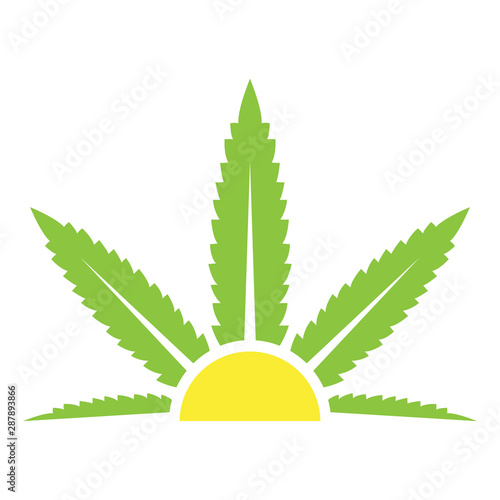 Cannabis sun farming logo icon illustration vector