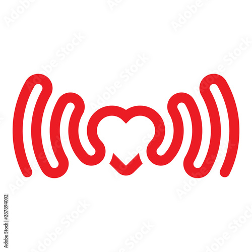 Heart dating apps logo icon vector.podcast.wave.resonance