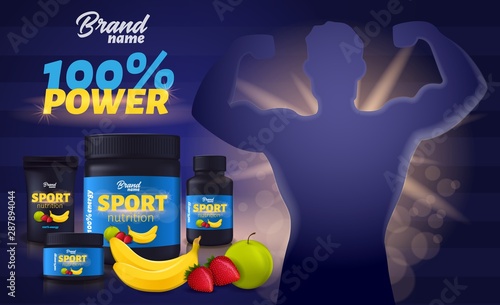 Sport Nutrition with Fruit Flavour, Package Mockup