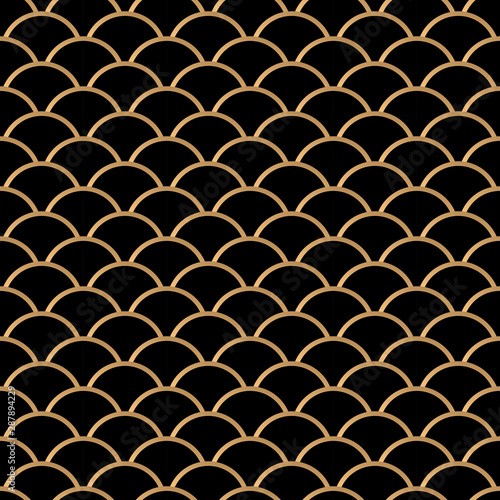 Abstract golden ornament seamless pattern vector background - Black,gold.