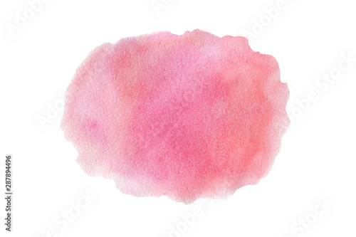 Abstract watercolor pastel delicate pink textured background on a white isolated background