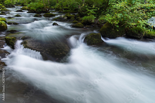 Refreshing Oirase mountain stream in autumn