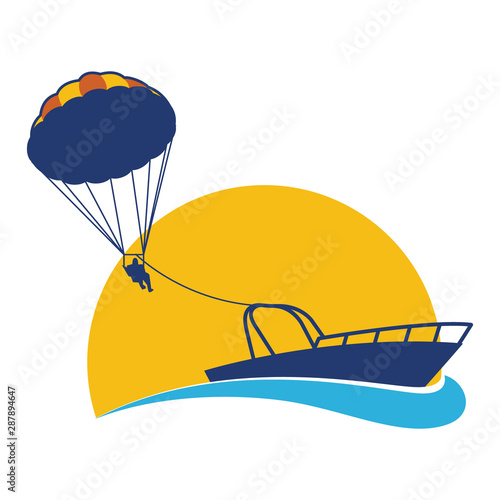 Para-sailing adventure logo icon vector illustration